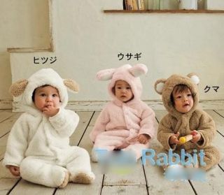 Winter Animal Onesie Fleece Coat for Boy Girl Baby Clothes Bear Pig 