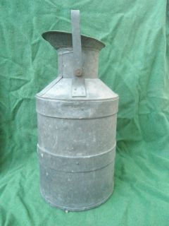 Antique Galvanized Steel Five Gallon Gas Can Heavy Duty Well Made 