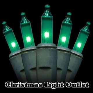   100 Mini Green Christmas Party In/Outdoor String Light 27ft Green Wire