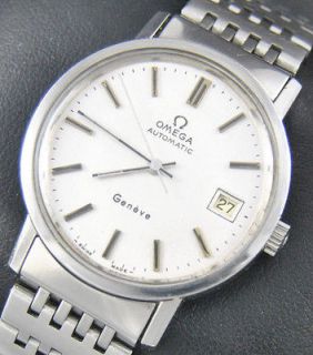 Vintage Automatic Date OMEGA GENEVE Old Watch Signed Case Dial Crown 
