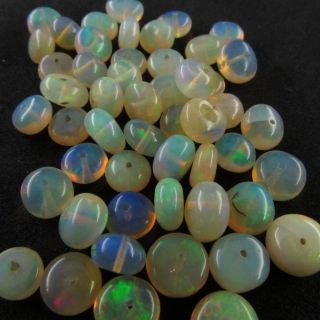 Three AAA Ethiopian Opal rondelle gemstone beads 5.1 5.9mm guaranteed 