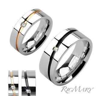  steel black ip striped single cz ring size 13 bijoux stainless steel 