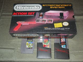 Nintendo NES Action set in Original Box +7 GAMES Zapper gun NO 
