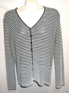 OSCAR de la RENTA  Fabulous Black & White Striped Cardigan, Size 1X