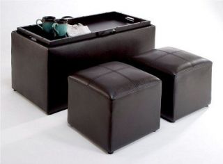 leather coffee table ottoman in Ottomans, Footstools & Poufs