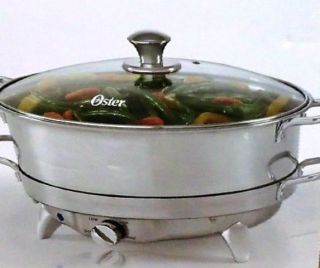 Oster Large 6.5 Qt Capacity Electric Stainless Steel Round Chafing 