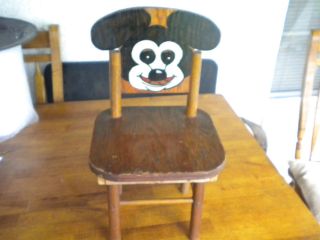 ANTIQUE MICKEY MOUSE WOODEN CHILDS CHAIR HAND PAINTED