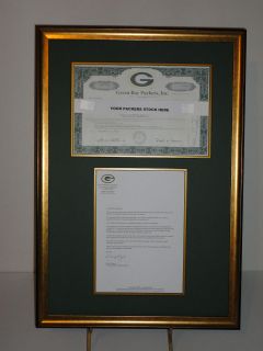 Green Bay Packers 2011 Stock Certificate + Letter Frame 2 Styles