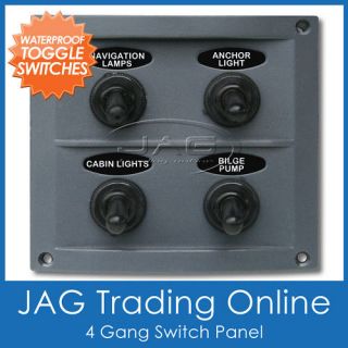 GANG WATERPROOF TOGGLE SWITCH PANEL with 15A Blade Fuses   Marine 