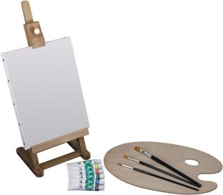 Acrylic Easel Set Includes Paints, Brushes, Palette, Desktop easel 