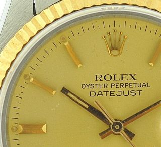 Mens Rolex 18K/SS Oyster Perpetual Datejust 16013 CHAMPAGNE Nice