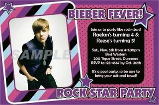   Justin Bieber Birthday Party Invitations  Print Unlimited Quantity