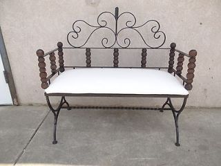 antique wrought iron scrolled regency Gothic patio bench settee love 