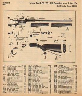 1964 SAVAGE AD MODEL 99 LEVER ACTION PARTS LIST