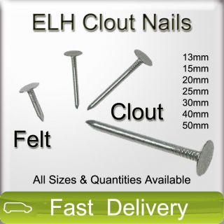 CLOUT NAILS & Felt Roofing Nails Galvanised 13mm 15mm 20mm 30, 40 