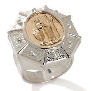 Tagliamonte Pandora with Urn 14kt Gold and Sterling Silver Ring Size 