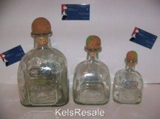 Empty SILVER PATRON Tequila BOTTLE 375 ml 7505ml 1.75l Small 