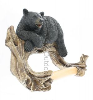 Black Bear Lounging Toilet Paper Holder   Outdoor Cabin Lodge Decor