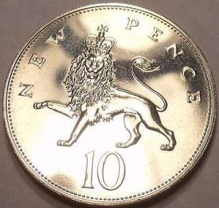   PROOF GREAT BRITAIN 1975 10 NEW PENCE~WOW~~LION COIN