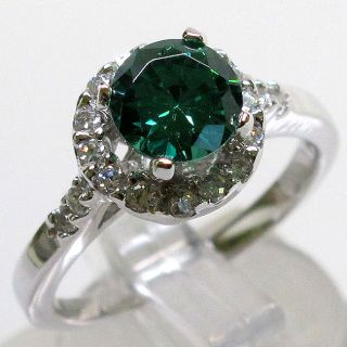 FANCY 1.5 CT EMERALD 925 STERLING SILVER MICRO PAVE RING SIZE 10