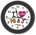Love Peanut Butter & Jam Wall Clock   Funny Novelty Jar PB & J 