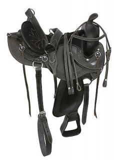  Black Trail Endurance Western Horse Leather Tooled Saddle Tack