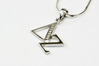 Delta Zeta sterling silver pendant set with lab created diamonds DZ 