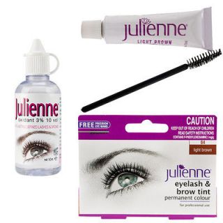 Julienne Eyelash Eyebrow Tint Dye Light Brown + Oxidant Developer 50ml