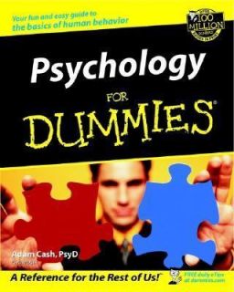 Psychology for Dummies by Adam Cash 2002, Paperback
