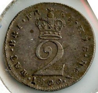 Great Britain 1800 Silver 2 Pence Coin   King George III   z461