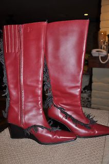 Diesel Red w/ Black Fur Boots Size 5.5   UNIQUE SEXY BOOTS   Halloween 