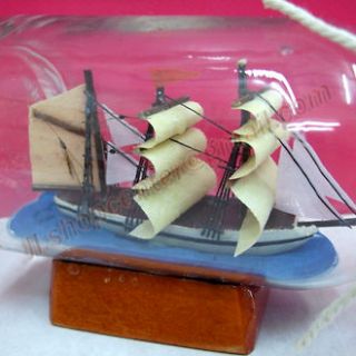 Mini ship in a GLASS bottle Handcrafted Home Deck Decor Nautical boat 