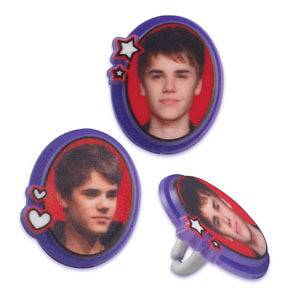   BIEBER Cupcake Rings party birthday favors toppers girls slumber