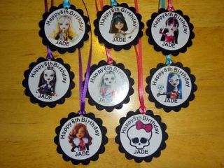 30 MONSTER HIGH personalized gift tags birthday party favors