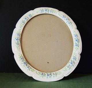 Oval Large Ceramic PICTURE FRAME10.5x12.5 Raised Flower Design Glass 