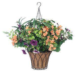   Lights Battery Operated Mixed Flower Hanging Basket with Timer COLORS