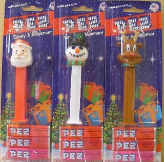 Santa, Snowman, & Reindeer Christmas Pez New 2012 Mint on Cards