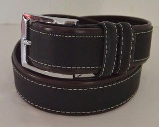 BRAND NEW MENS BLACK STITCHED LEATHER BUCKLE GOLF CASUAL BELT Large 38 