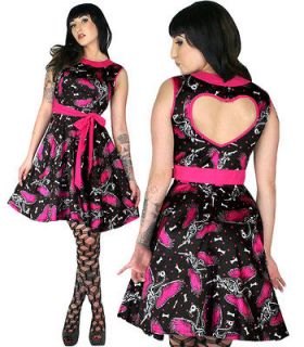 Too Fast Nancy Flamingo Pink Black 50s Rockabnilly Pinup Dress Punk