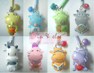 Various Styles of Cows Plastic Mobile Cell Phone Charm Strap
