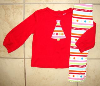 GYMBOREE COZY CUTIE Christmas Tree Top Leggings Outfit Girl Size 18 24 