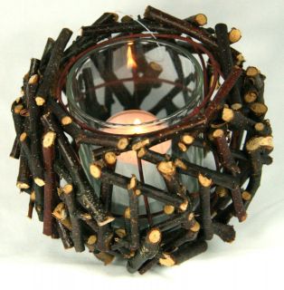 Jim Marvin Collection 5 Dark Wood Twig Ball Votive Pillar Candle 