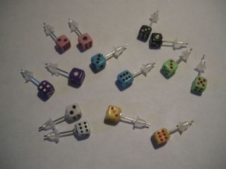 Mini Dice Stud Earrings 5mm. Silver Plated Posts Board games, fun 