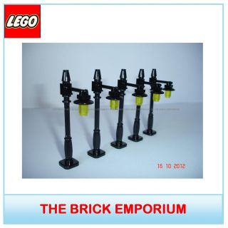 LEGO 5 No. Black Lamp Posts Town Plan style BRAND NEW