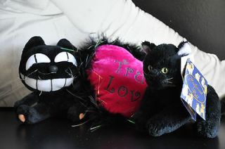 Lot of Plush Cats and True Love Heart   Halloween Kitty & British 