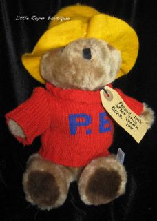 Eden Paddington Bear Vintage 1981 Plush Stuffed Animal Toy Red Sweater 