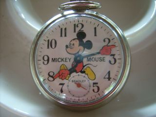 VINTAGE MICKEY MOUSE BRADLEY TIME DIVISIONS WIND UP POCKET WATCH