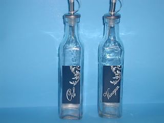   Glass Black Etched Labels Oil And Vinegar Cruets Bottles Dispensers