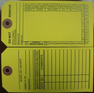 500 FIRE EXTINGUISHER TAGS, INSPECTION TAGS PRE PRINTED