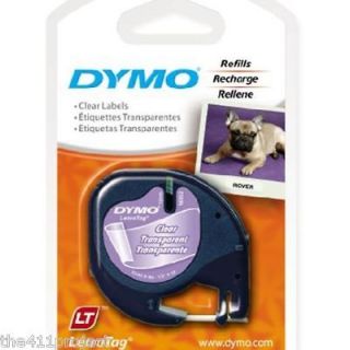 Dymo LetraTag CLEAR Plastic Refill Tapes for Letra Tag LT 100 QX50 